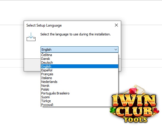 Lựa chọn ngôn ngữ cài đặt tool koplayer