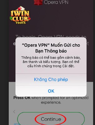 Đồng ý cho phép Opera gửi thông báo